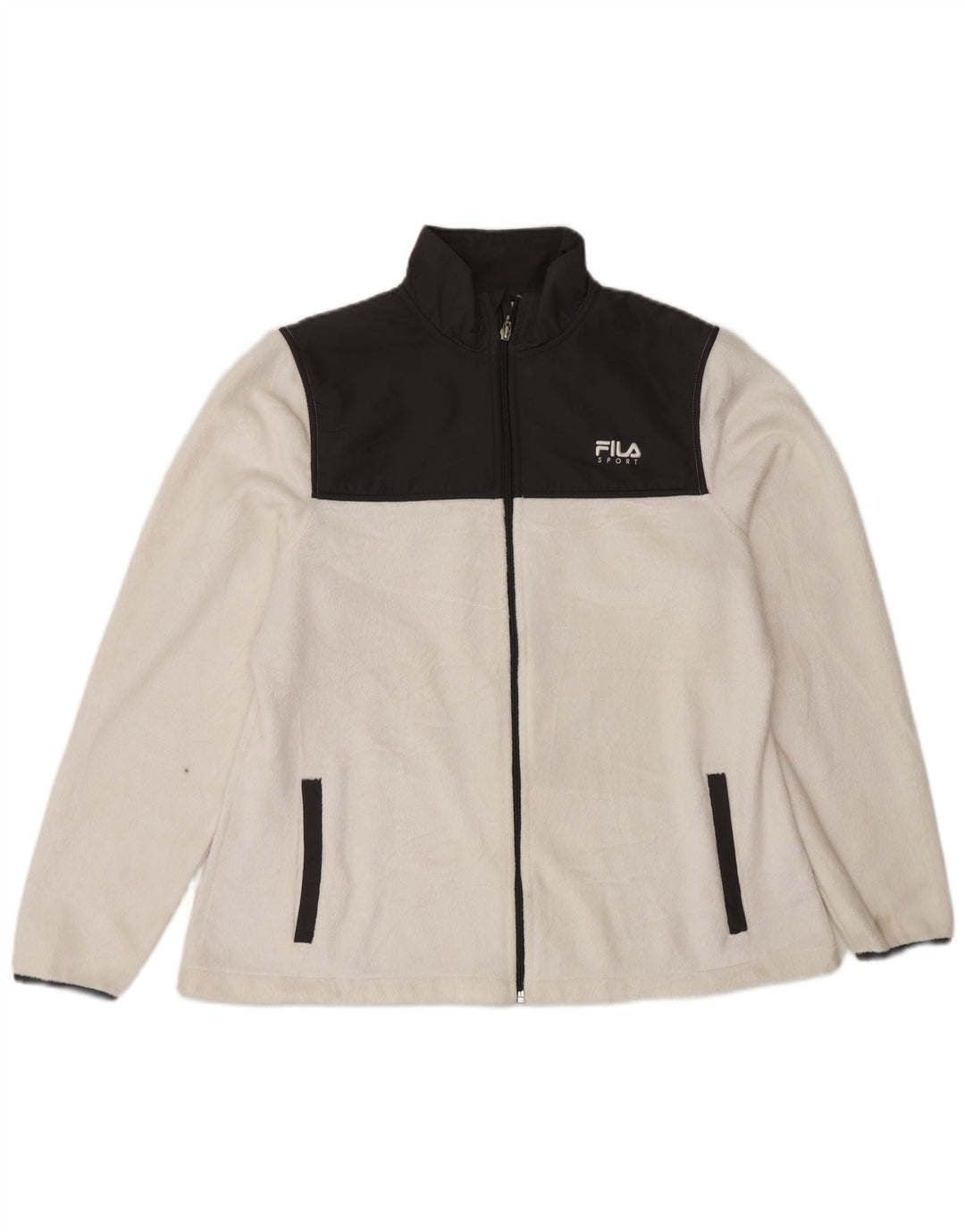 Fila Womens Fleece Jacket UK 16 Large White Colourblock Polyester