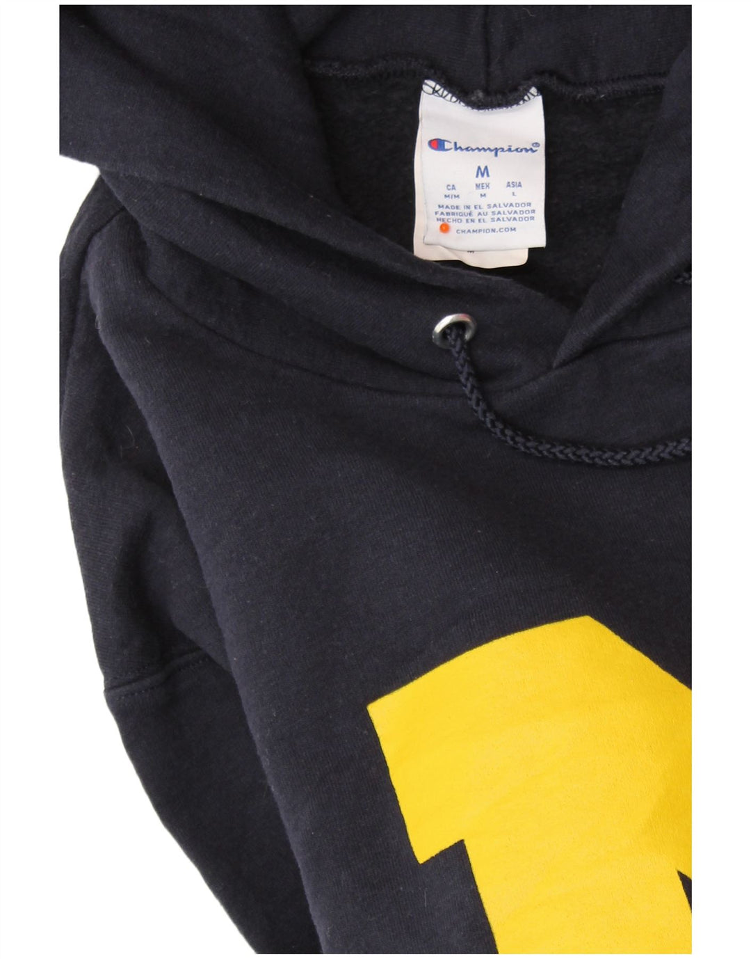 CHAMPION Mens Graphic Hoodie Jumper Medium Navy Blue Cotton