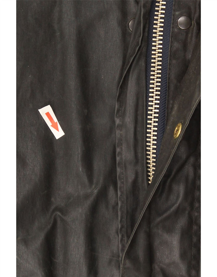Barbour Mens Border Waxed Cotton Coat UK 36 Small Black