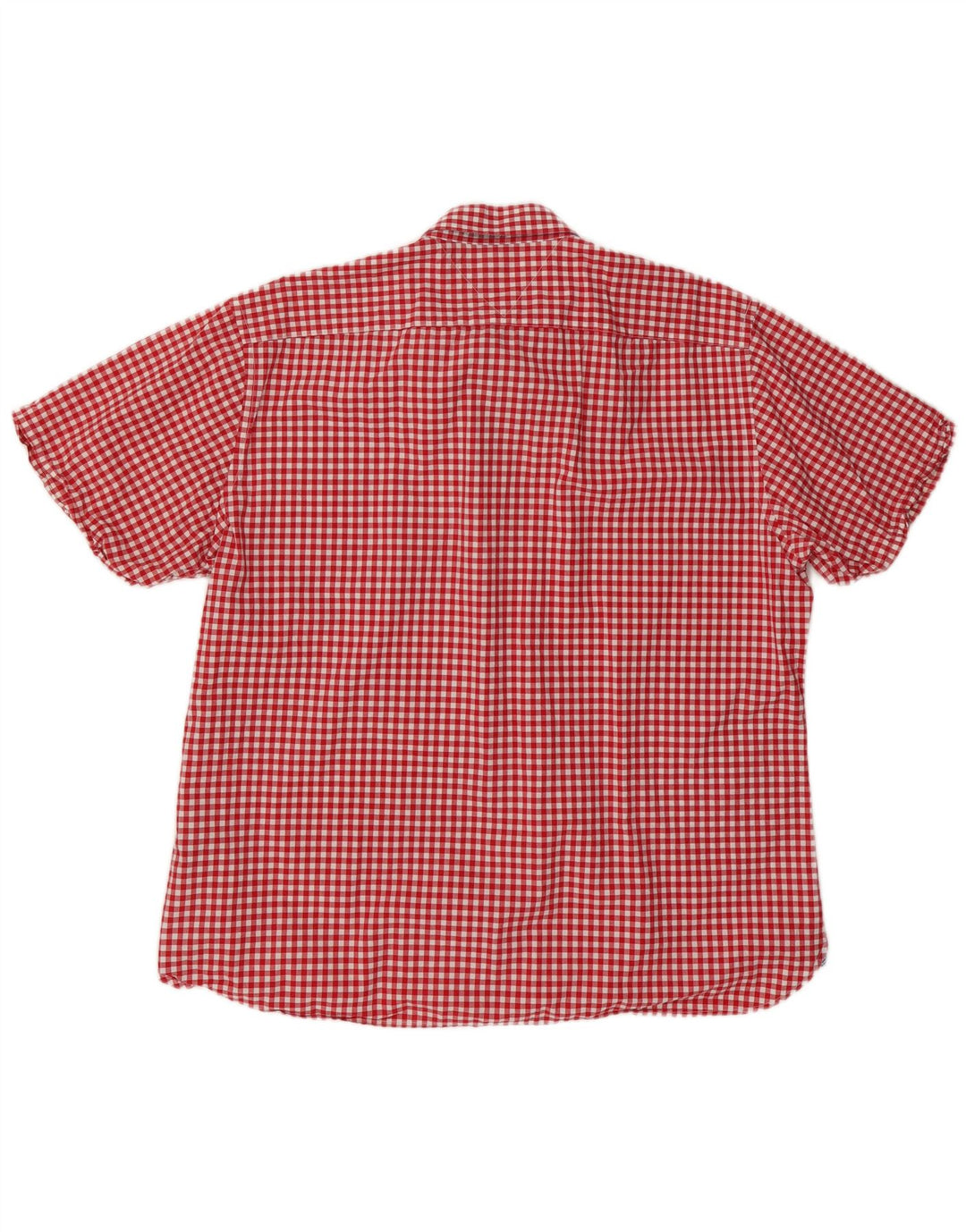 TOMMY HILFIGER Mens Custom Fit Short Sleeve Shirt 2XL Red Gingham Cotton