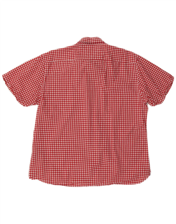 TOMMY HILFIGER Mens Custom Fit Short Sleeve Shirt 2XL Red Gingham Cotton