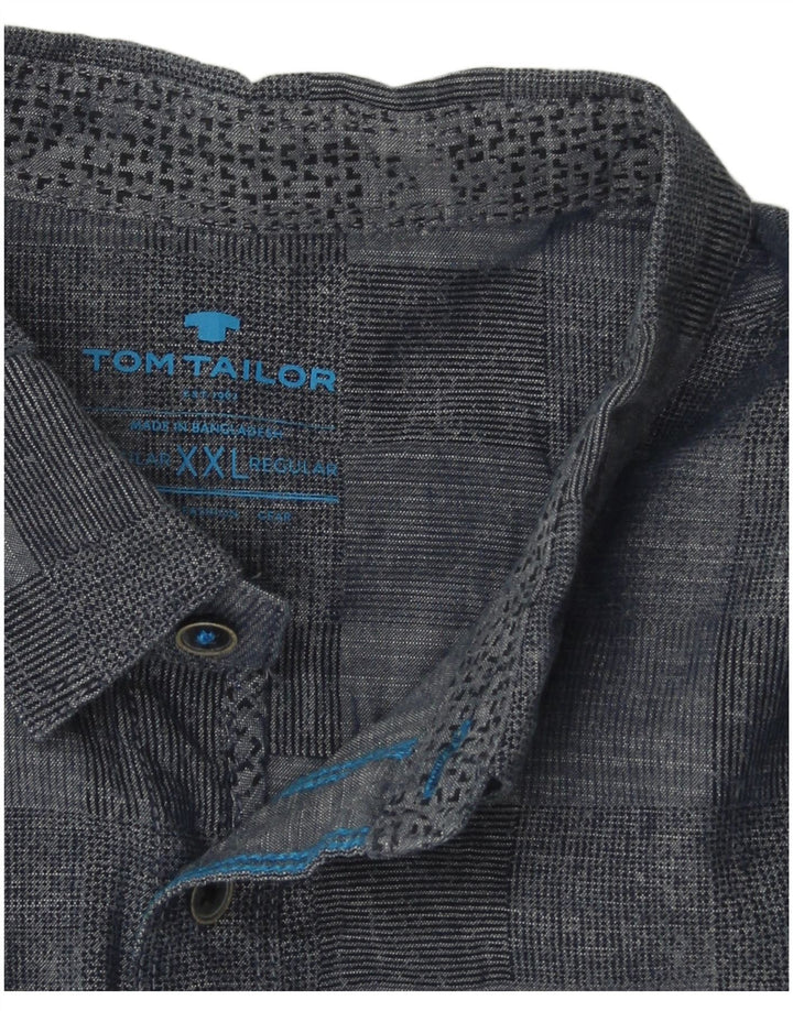 TOM TAILOR Mens Shirt 2XL Navy Blue Geometric