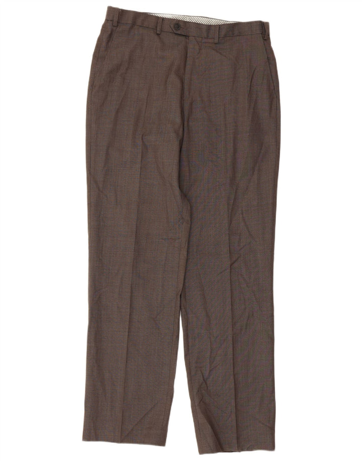 MARKS & SPENCER Mens Straight Suit Trousers W34 L33 Grey Polyester