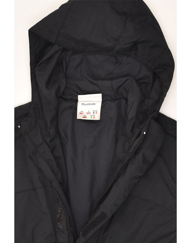 REEBOK Womens Hooded Padded Jacket UK 8 Small  Black Polyester | Vintage Reebok | Thrift | Second-Hand Reebok | Used Clothing | Messina Hembry 