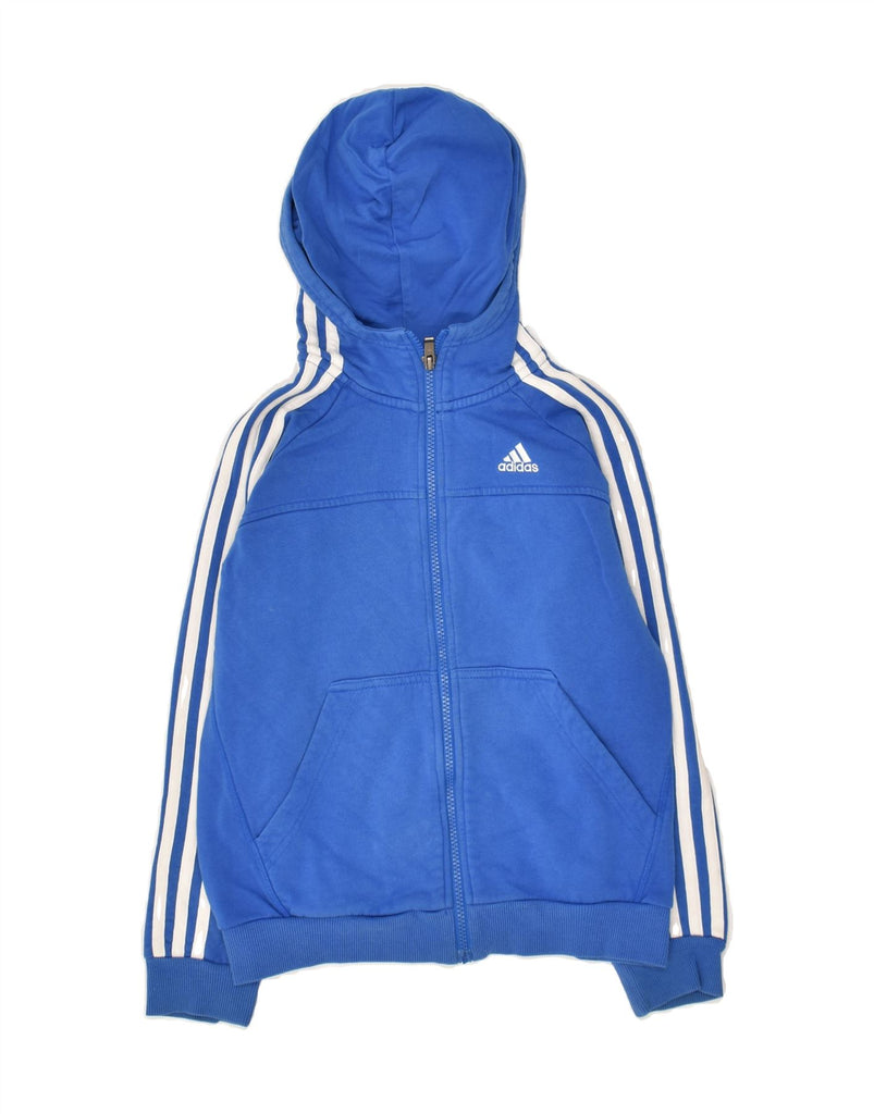 ADIDAS Boys Zip Hoodie Sweater 9-10 Years Blue Cotton | Vintage Adidas | Thrift | Second-Hand Adidas | Used Clothing | Messina Hembry 