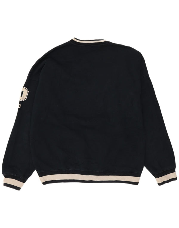 Pull & Bear Mens Pasadena Sweatshirt Jumper Medium Navy Blue Colourblock