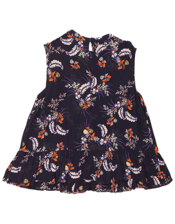 Marks & Spencer Womens Sleeveless Blouse Top UK 18 XL Navy Blue Floral