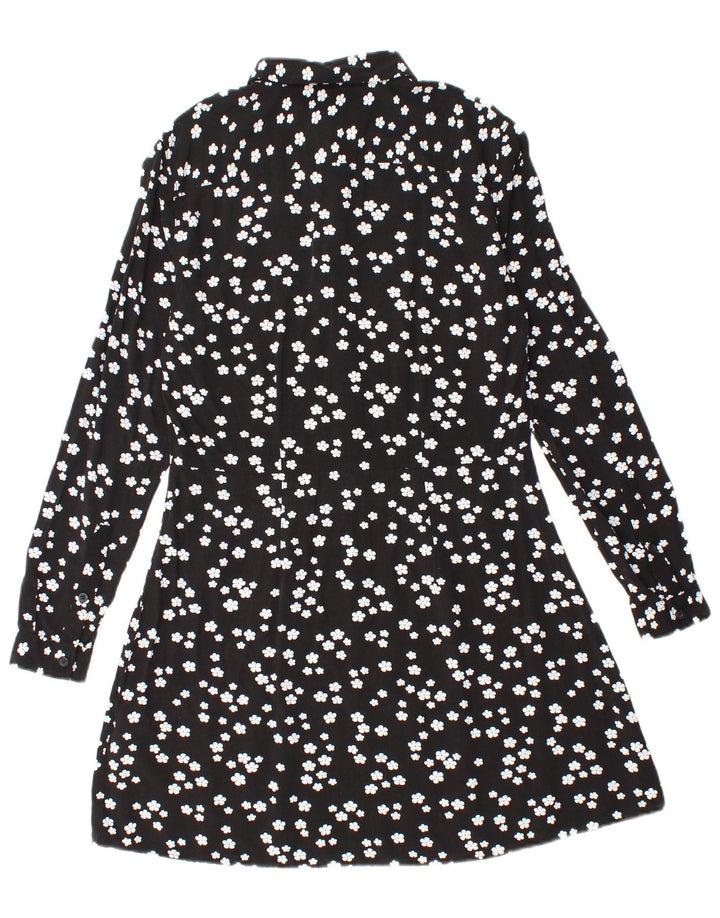 JACK WILLS Womens Pullover Shirt Dress UK 8 Small Black Floral Viscose