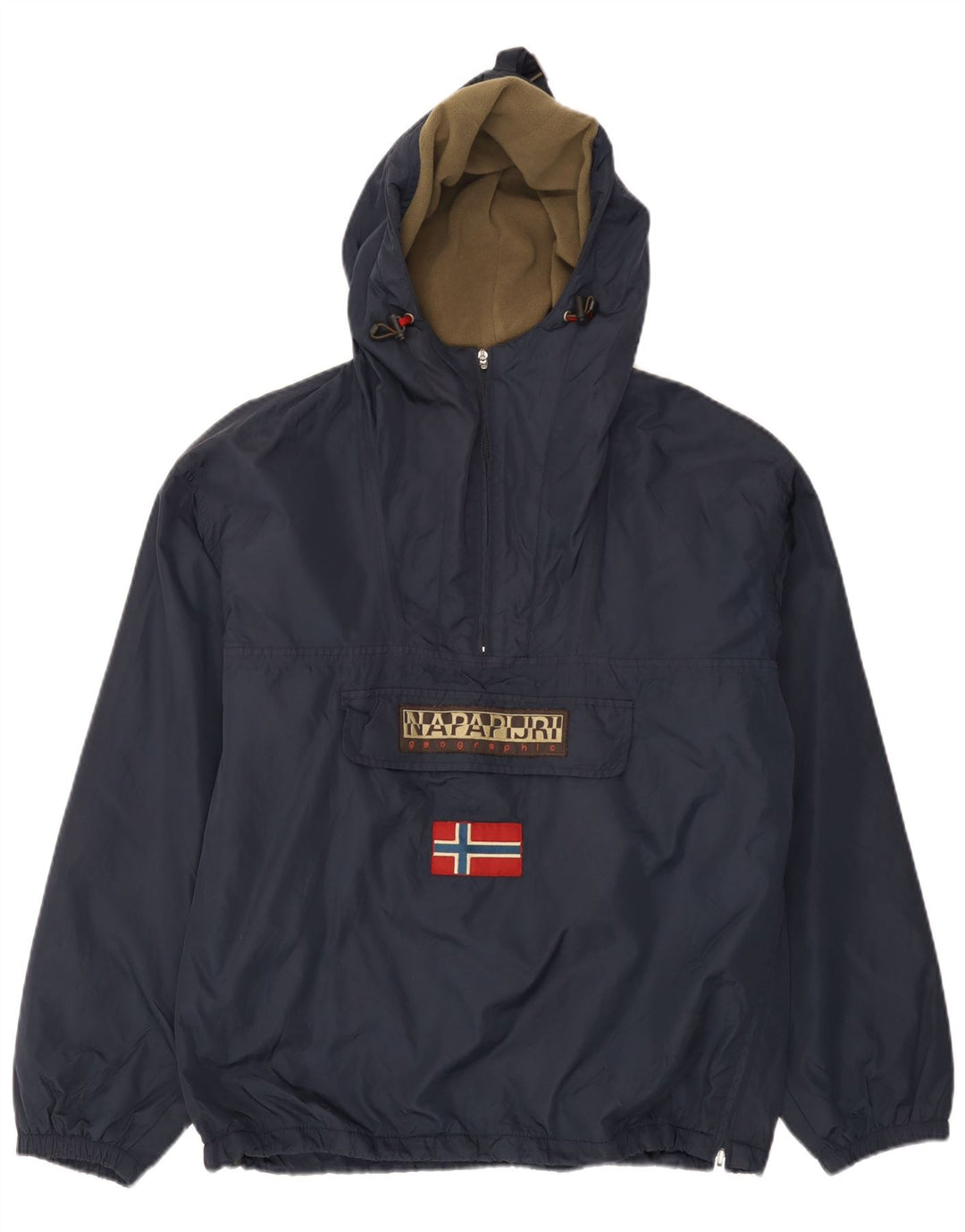 Napapijri Mens Geographic Graphic Anorak Jacket UK 38 Medium Navy Blue