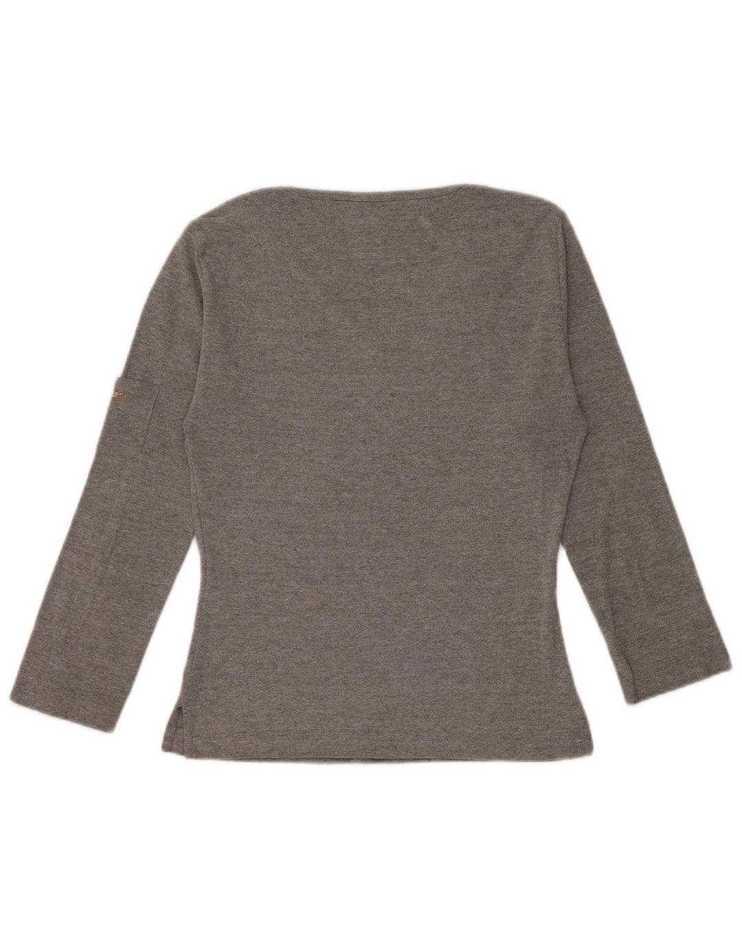 Guess Womens Crop Top Long Sleeve UK 12 Medium Grey Cotton