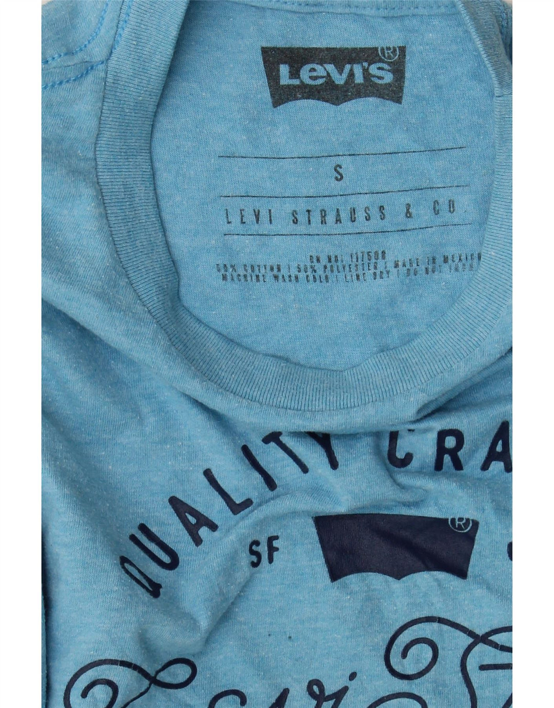 LEVI'S Mens Graphic T-Shirt Top Small Blue Cotton Vintage Levi's and Second-Hand Levi's from Messina Hembry 