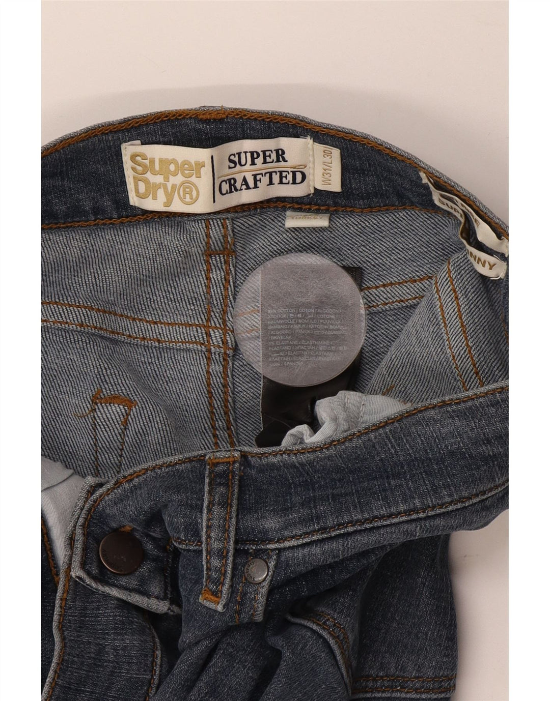 SUPERDRY Womens Mid Rise Super Skinny Jeans W31 L30 Navy Blue Cotton