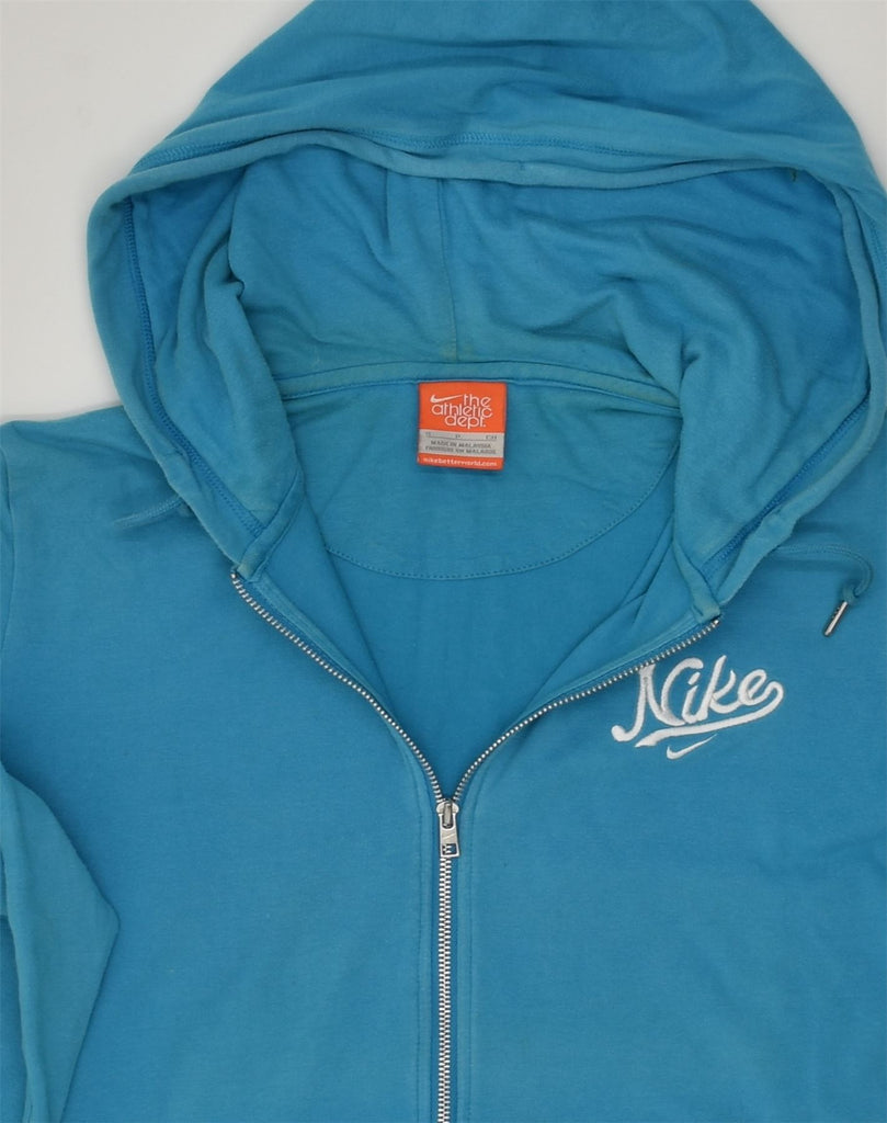 NIKE Womens The Athletic Dept. Zip Hoodie Sweater UK 10 Small Blue Cotton | Vintage Nike | Thrift | Second-Hand Nike | Used Clothing | Messina Hembry 