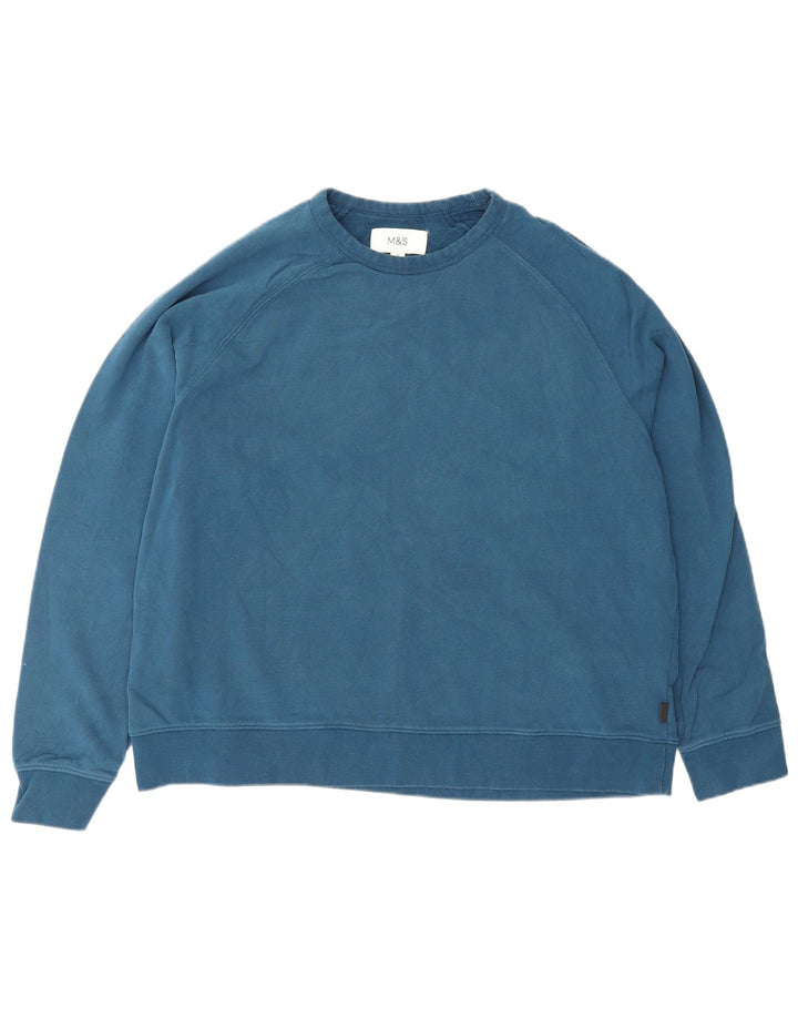 Marks & Spencer Mens Sweatshirt Jumper XL Blue Cotton