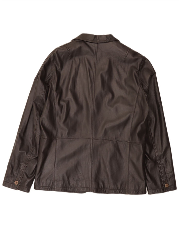 John Barritt Mens 2 Button Leather Blazer Jacket IT 52 XL Brown Leather