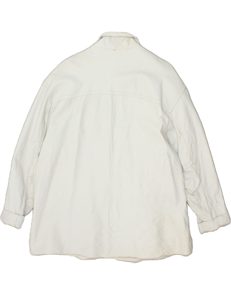 VINTAGE Womens Leather Jacket UK 14 Large Off White Leather | Vintage Vintage | Thrift | Second-Hand Vintage | Used Clothing | Messina Hembry 