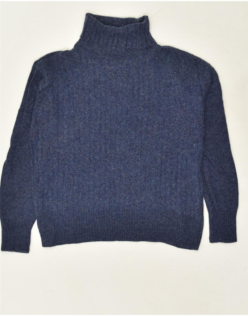 KAPPA Womens Roll Neck Jumper Sweater UK 10 Small Navy Blue Flecked Cotton | Vintage Kappa | Thrift | Second-Hand Kappa | Used Clothing | Messina Hembry 