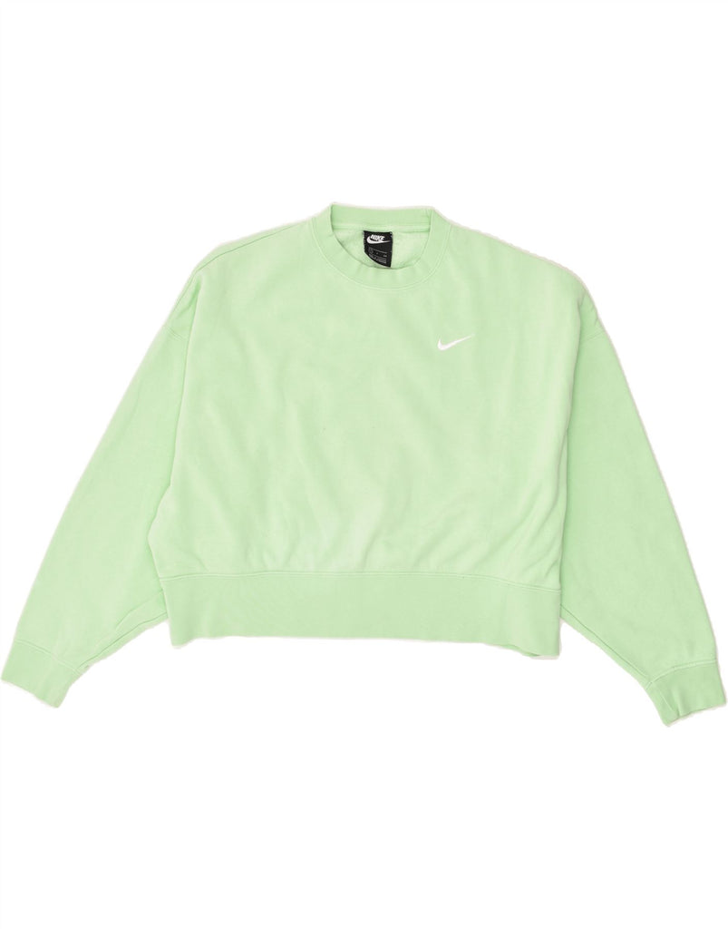 NIKE Womens Oversized Crop Sweatshirt Jumper UK 10 Small Green Cotton Vintage Nike and Second-Hand Nike from Messina Hembry 