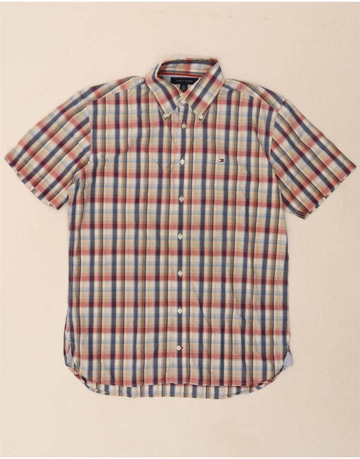 TOMMY HILFIGER Mens Short Sleeve Shirt Medium Multicoloured Check Cotton Vintage Tommy Hilfiger and Second-Hand Tommy Hilfiger from Messina Hembry 