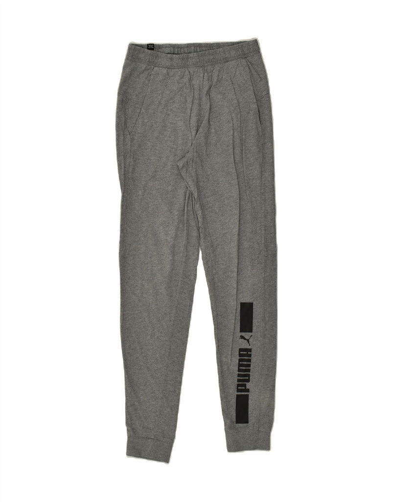 PUMA Mens Graphic Tracksuit Trousers Joggers XS Grey | Vintage Puma | Thrift | Second-Hand Puma | Used Clothing | Messina Hembry 