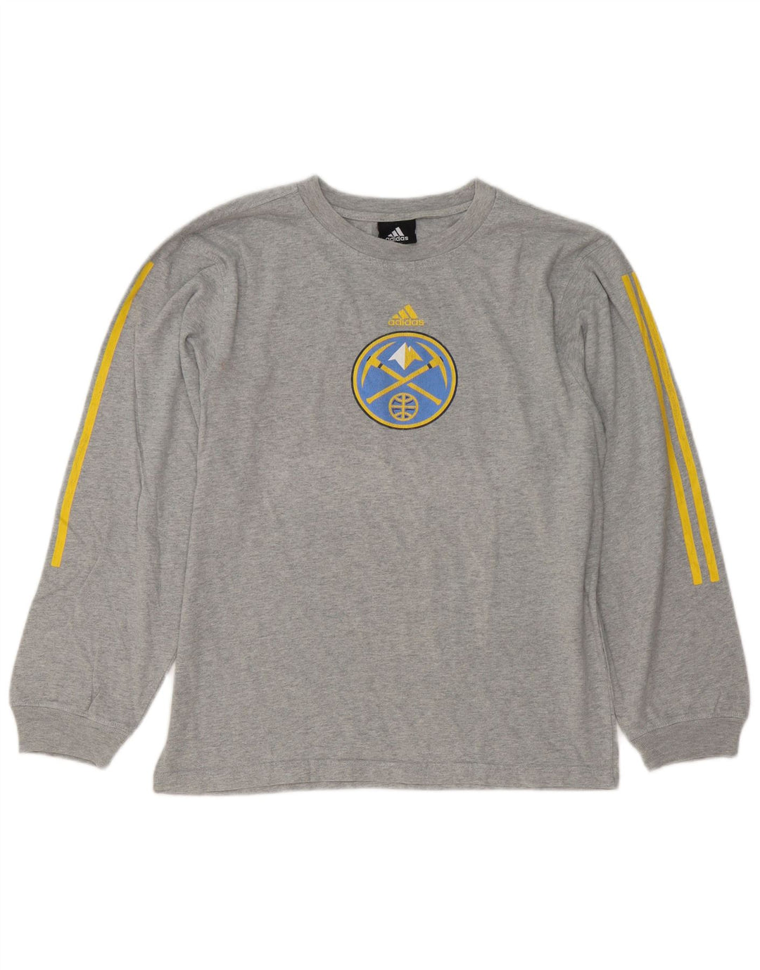 Adidas Mens Denver Nuggets Graphic Top Long Sleeve Medium Grey Flecked