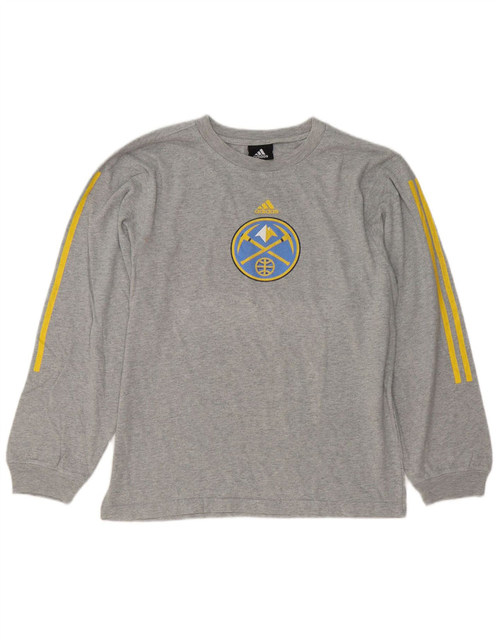 Adidas Mens Denver Nuggets Graphic Top Long Sleeve Medium Grey Flecked