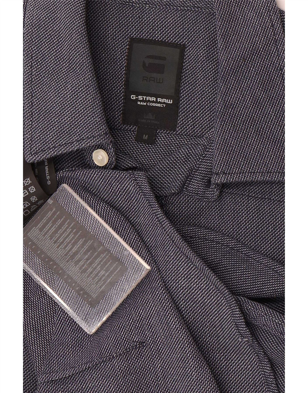 G-Star Mens Shirt Medium Navy Blue Geometric Cotton