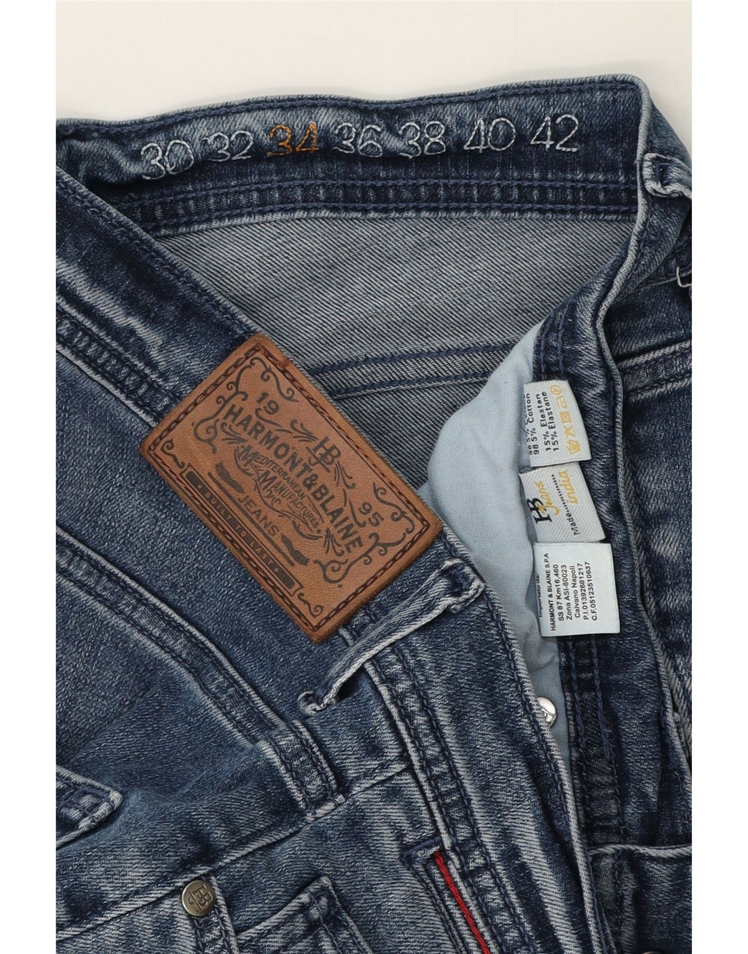 Harmont & Blaine Mens Slim Jeans W34 L30 Blue Cotton