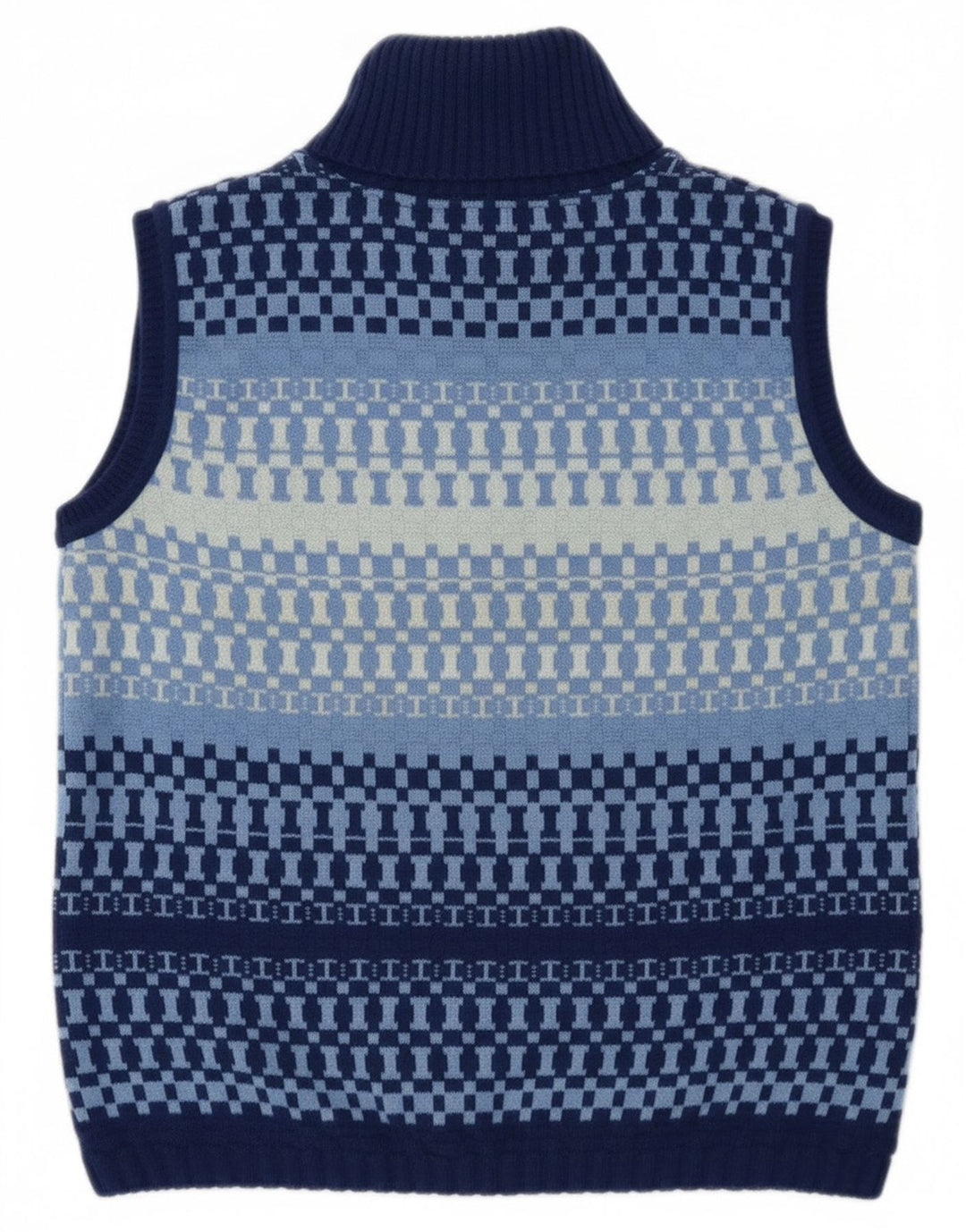Redok Womens Crop Roll Neck Vest Tank Top UK 12 Medium Blue Geometric