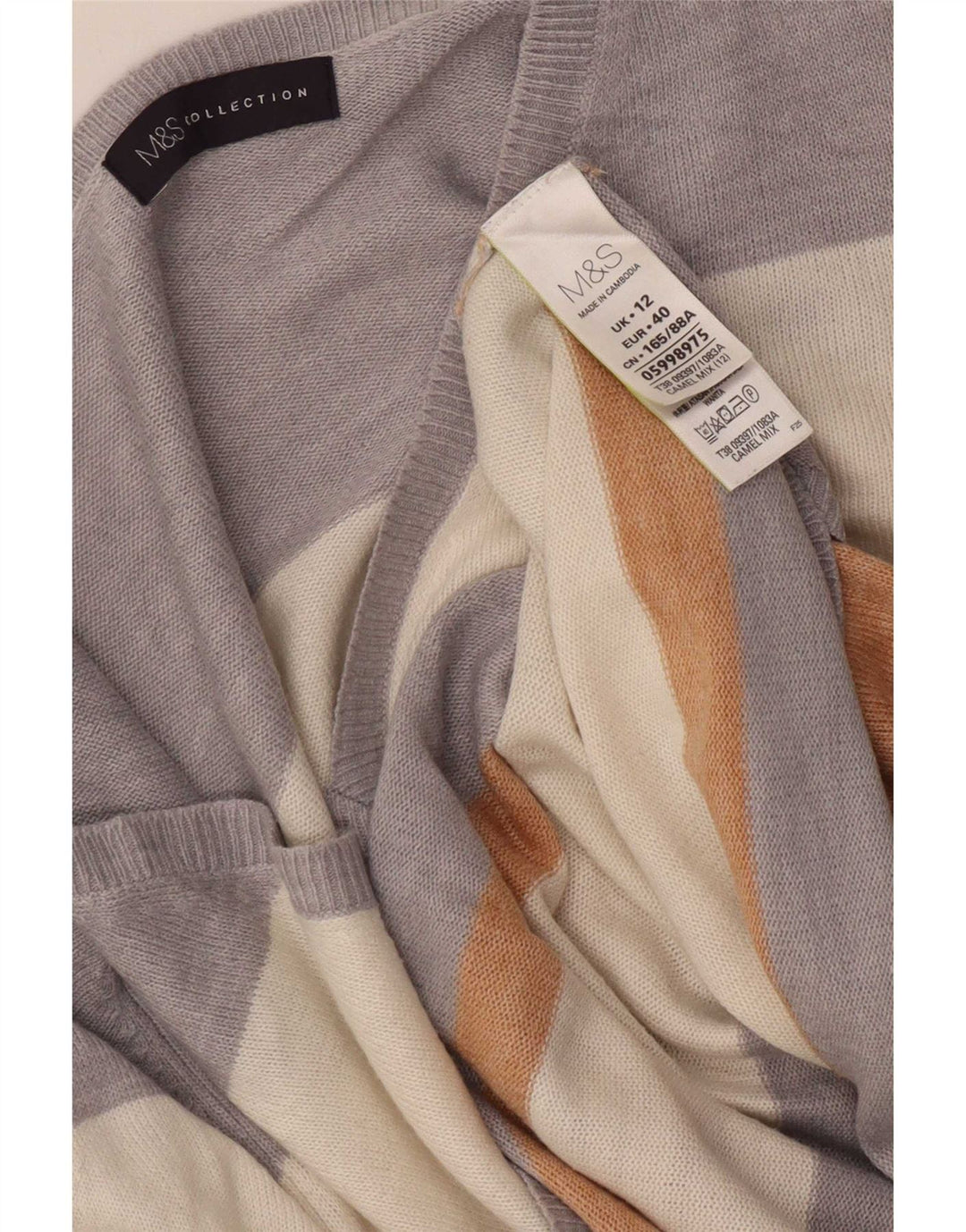 Marks & Spencer Womens V-Neck Jumper Sweater UK 12 Medium Multicoloured