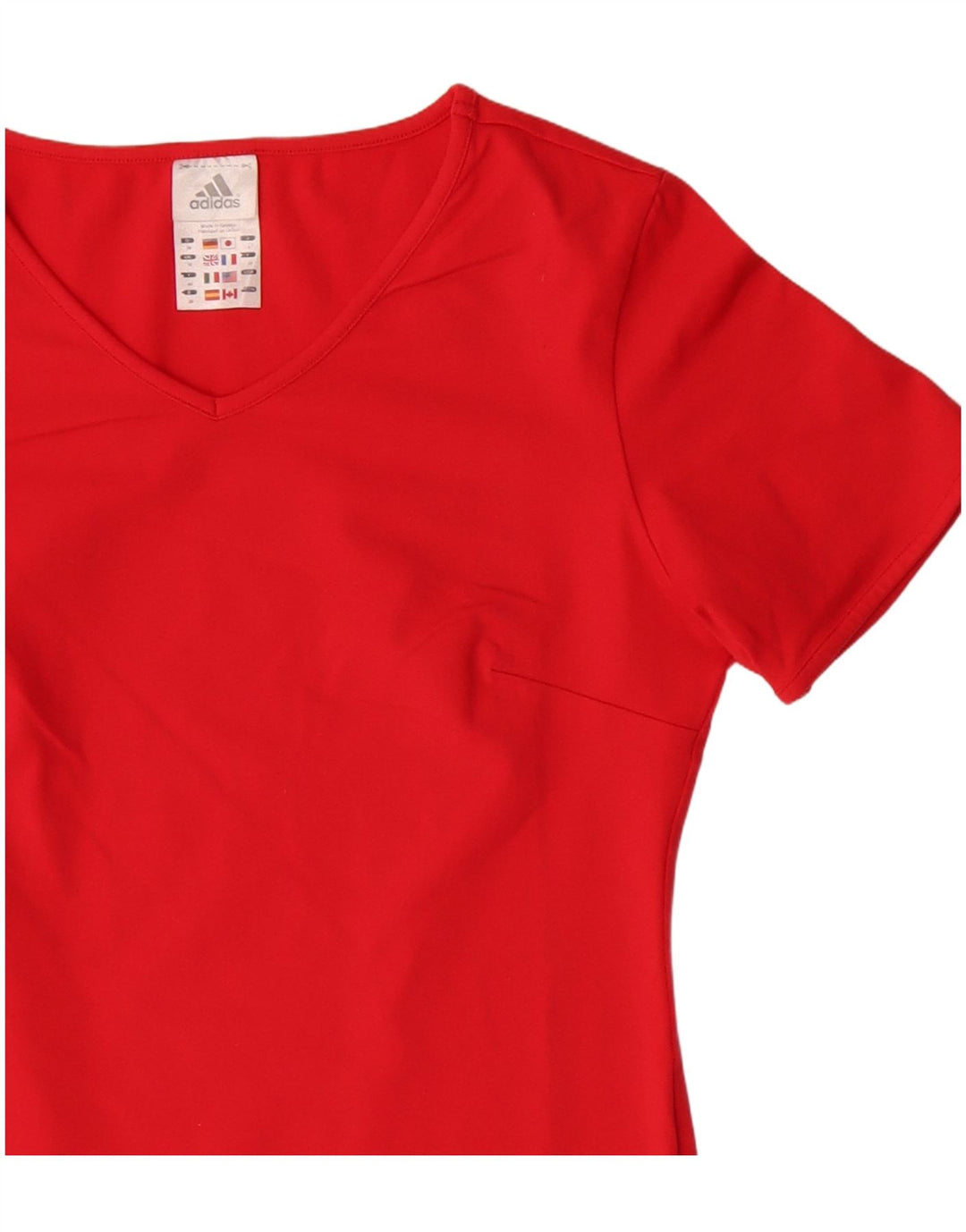 Adidas Womens T-Shirt Top UK 12 Medium Red Polyester