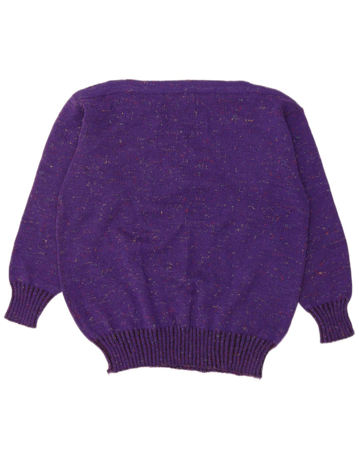 CHIC Womens Boat Neck Jumper Sweater EU 46 XL Purple Geometric