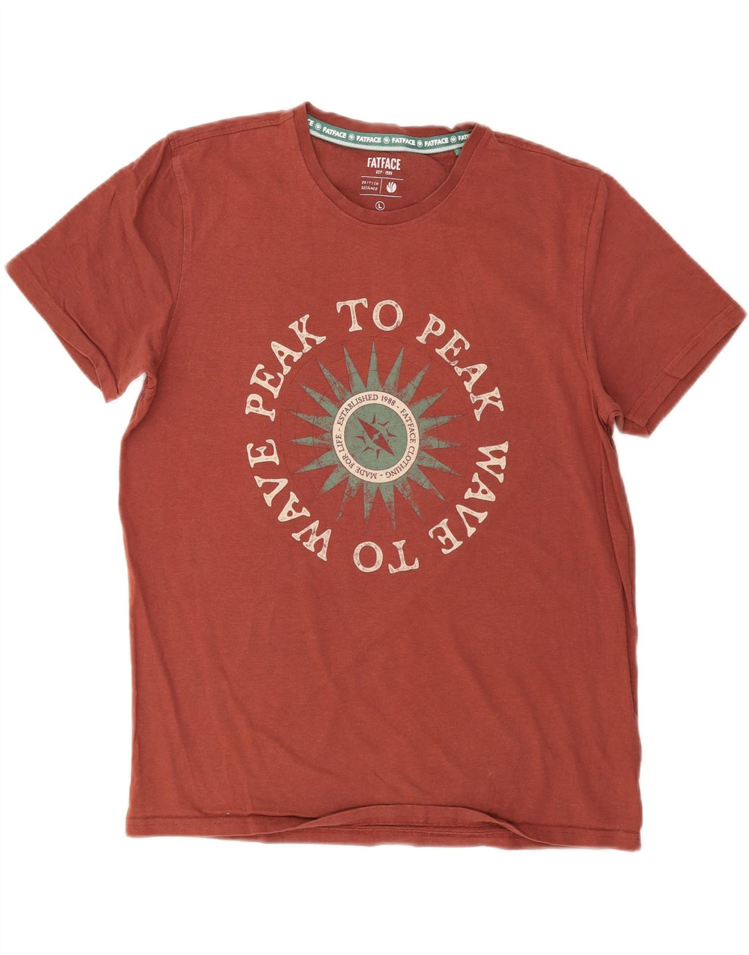 FAT FACE Mens Regular Fit Graphic T-Shirt Top Large Red Cotton