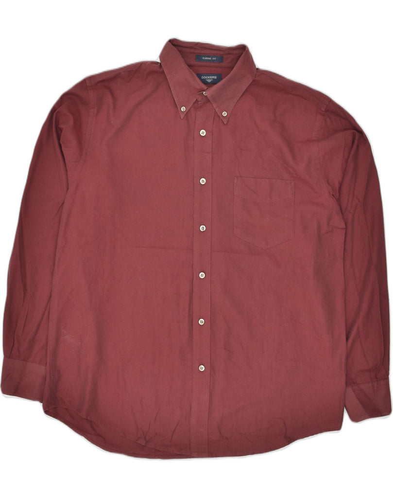 DOCKERS Mens Classic Fit Shirt Large Burgundy Cotton | Vintage Dockers | Thrift | Second-Hand Dockers | Used Clothing | Messina Hembry 