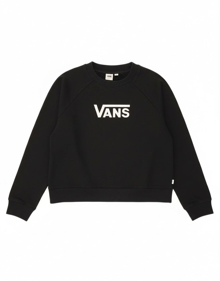 Vans Womens Crop Graphic Oversized Sweatshirt Jumper UK 14 Medium Black