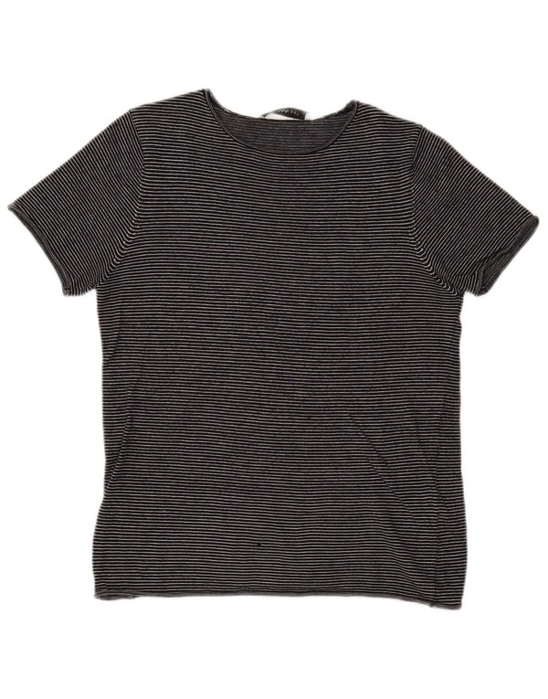 Zara Womens T-Shirt Top UK 12 Medium Navy Blue Striped