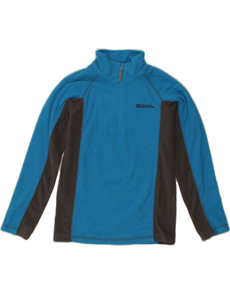 MOUNTAIN WAREHOUSE Boys Zip Neck Fleece Jumper 9-10 Years Blue Colourblock | Vintage Mountain Warehouse | Thrift | Second-Hand Mountain Warehouse | Used Clothing | Messina Hembry 