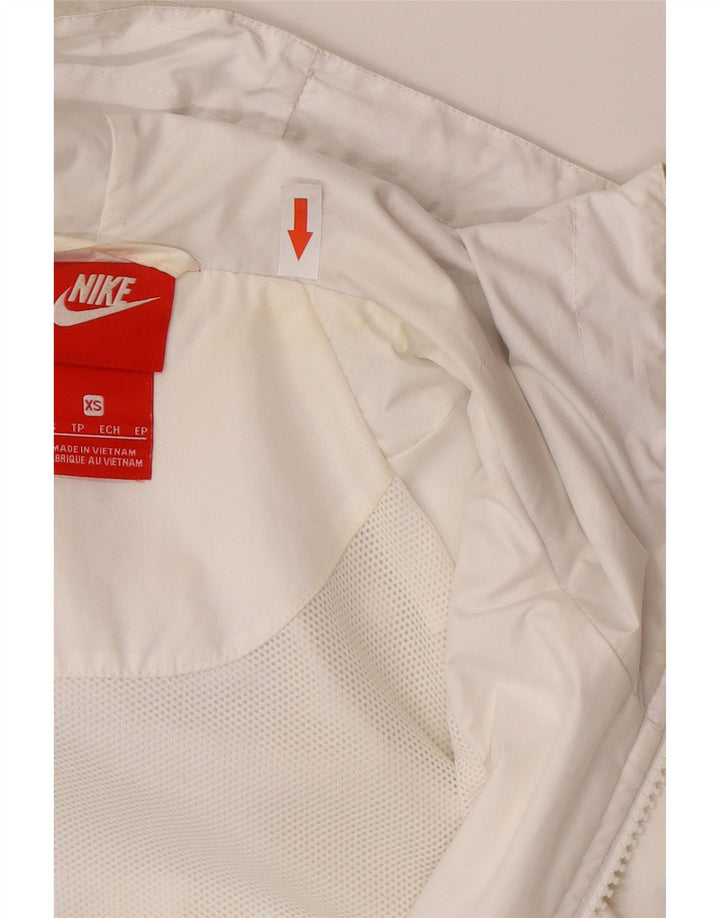Nike Womens Hooded Tracksuit Top Jacket UK 6 XS White Colourblock Polyester