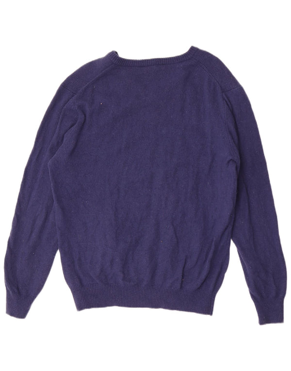 Crew Clothing Womens V-Neck Jumper Sweater UK 16 Large Navy Blue Cotton