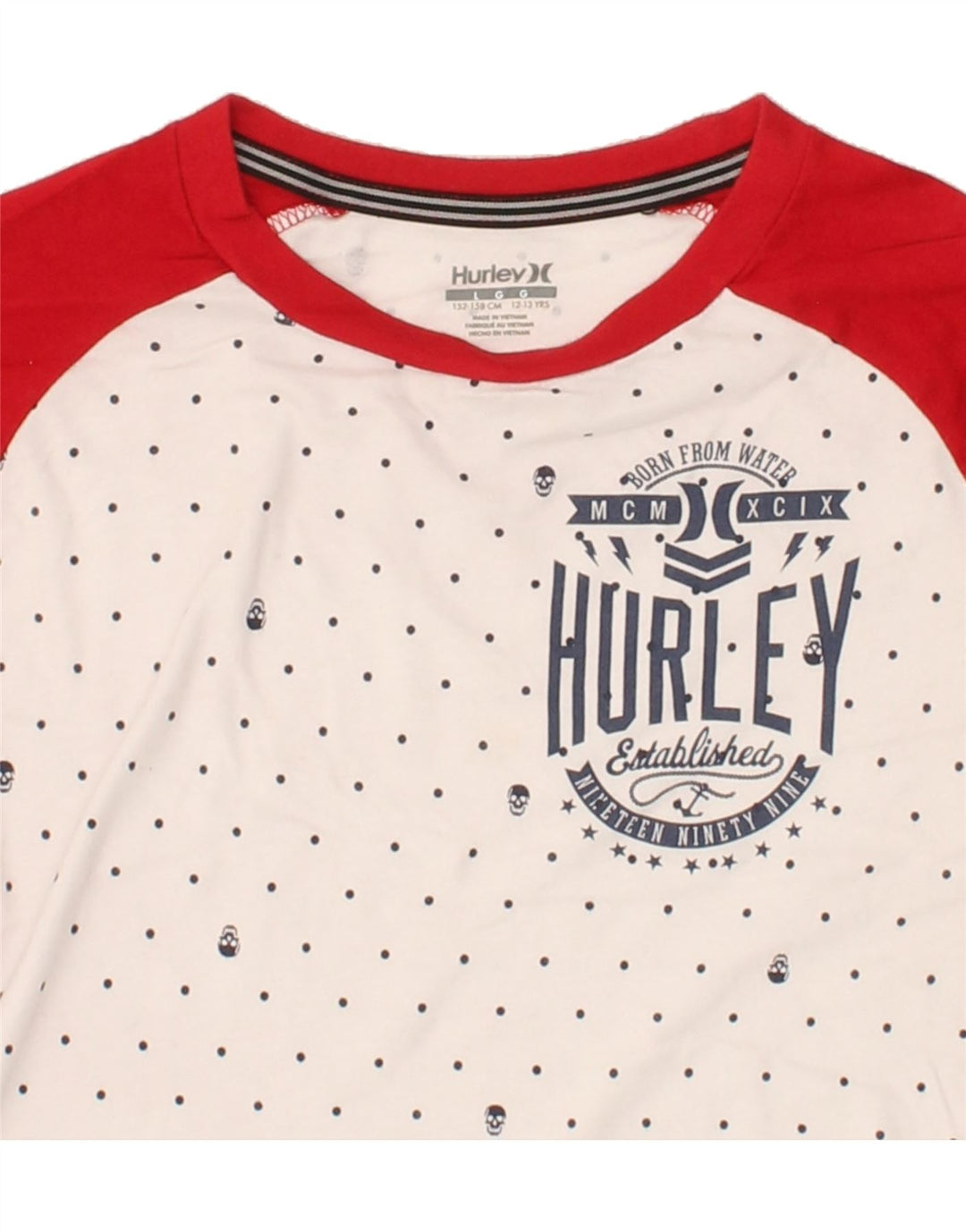 HURLEY Boys Graphic Top Long Sleeve 12-13 Years Large  Red Colourblock Vintage Hurley and Second-Hand Hurley from Messina Hembry 