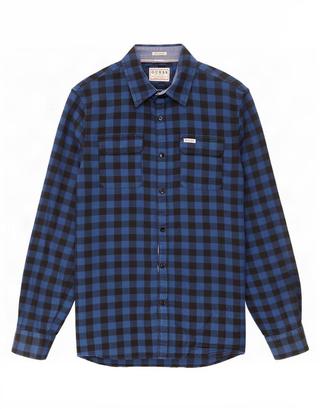 Guess Mens Regular Fit Shirt Small Blue Gingham