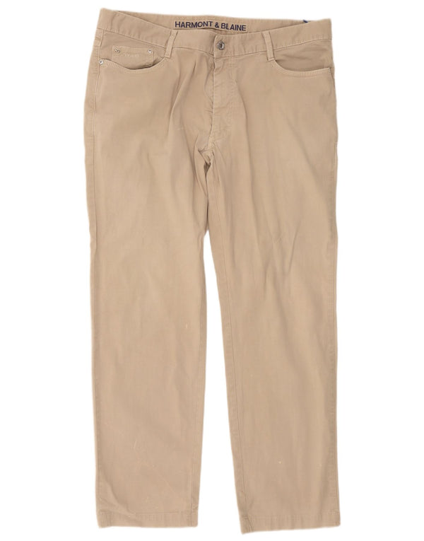 Harmont & Blaine Mens Straight Casual Trousers W40 L30 Beige
