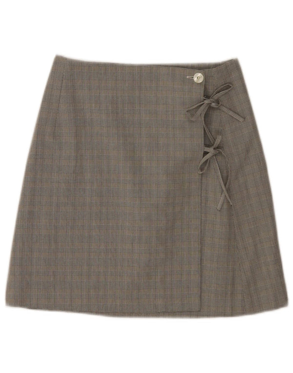 I Gabbiani Womens Wrap Skirt UK 34 XS W26 Grey Check Viscose
