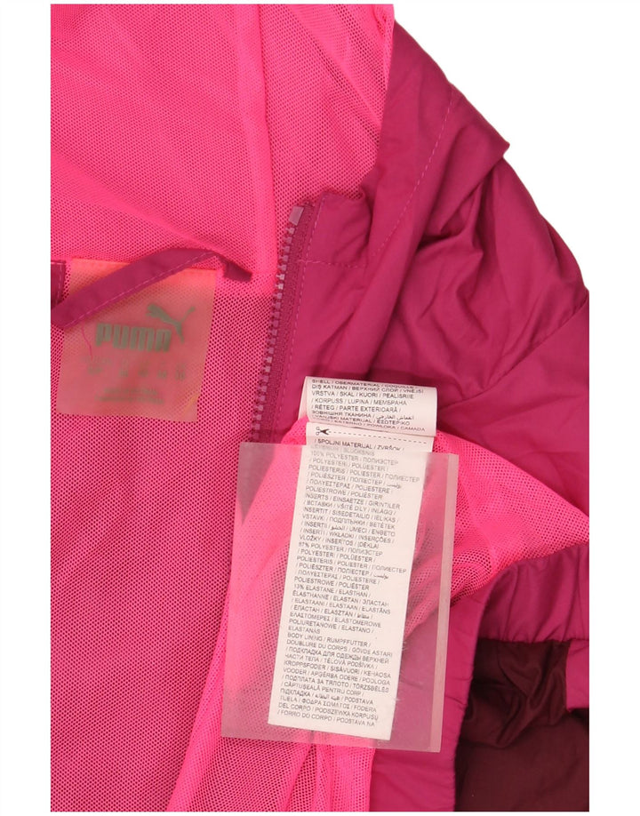 PUMA Womens Oversized Hooded Rain Jacket UK 10 Small Pink Colourblock