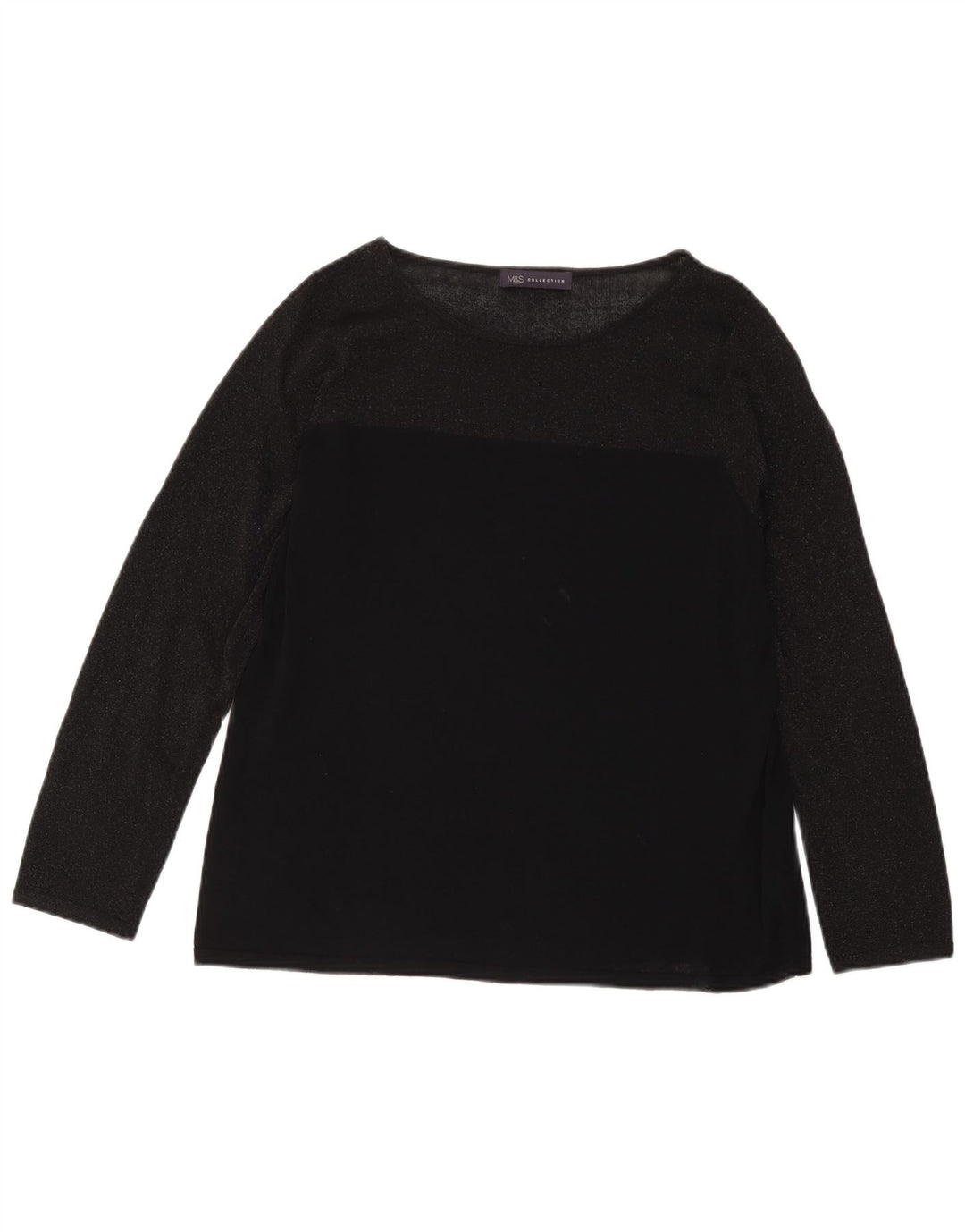Marks & Spencer Womens Top Long Sleeve UK 18 XL Black Viscose