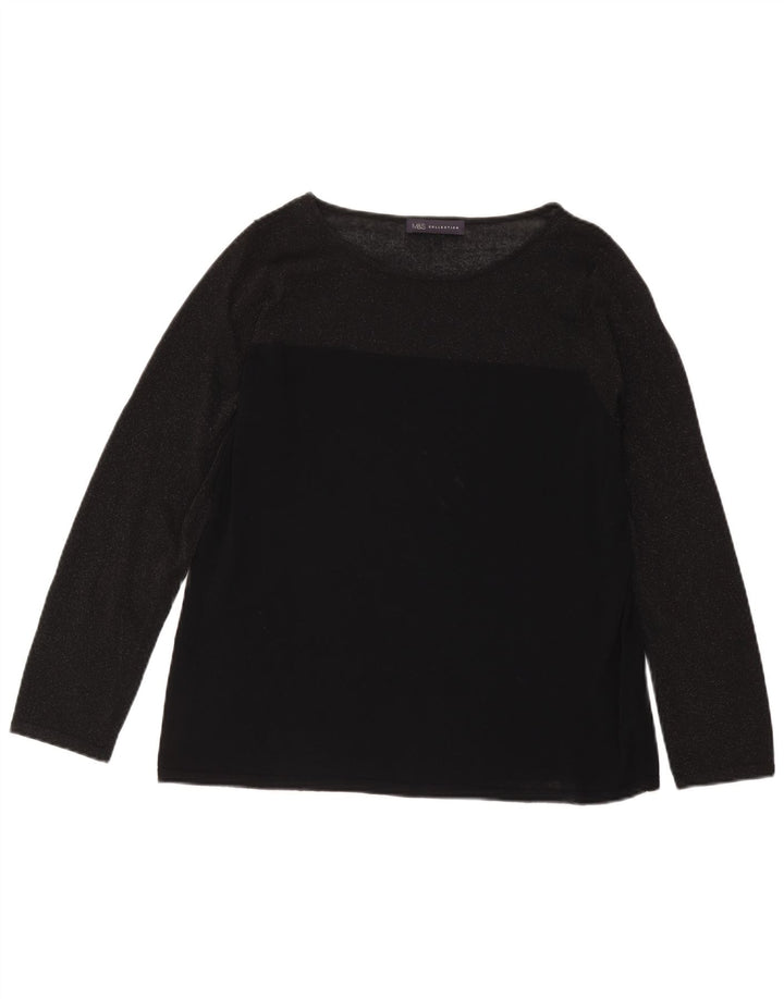 Marks & Spencer Womens Top Long Sleeve UK 18 XL Black Viscose