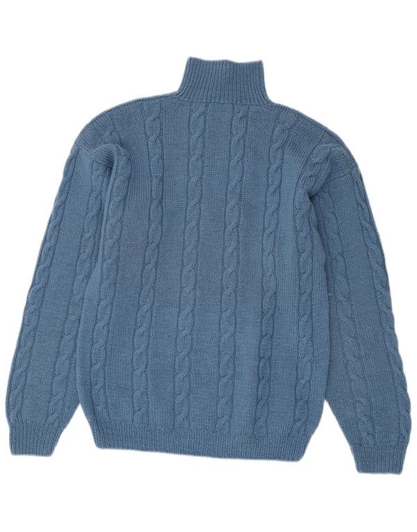 Vintage Mens Turtle Neck Jumper Sweater Medium Blue