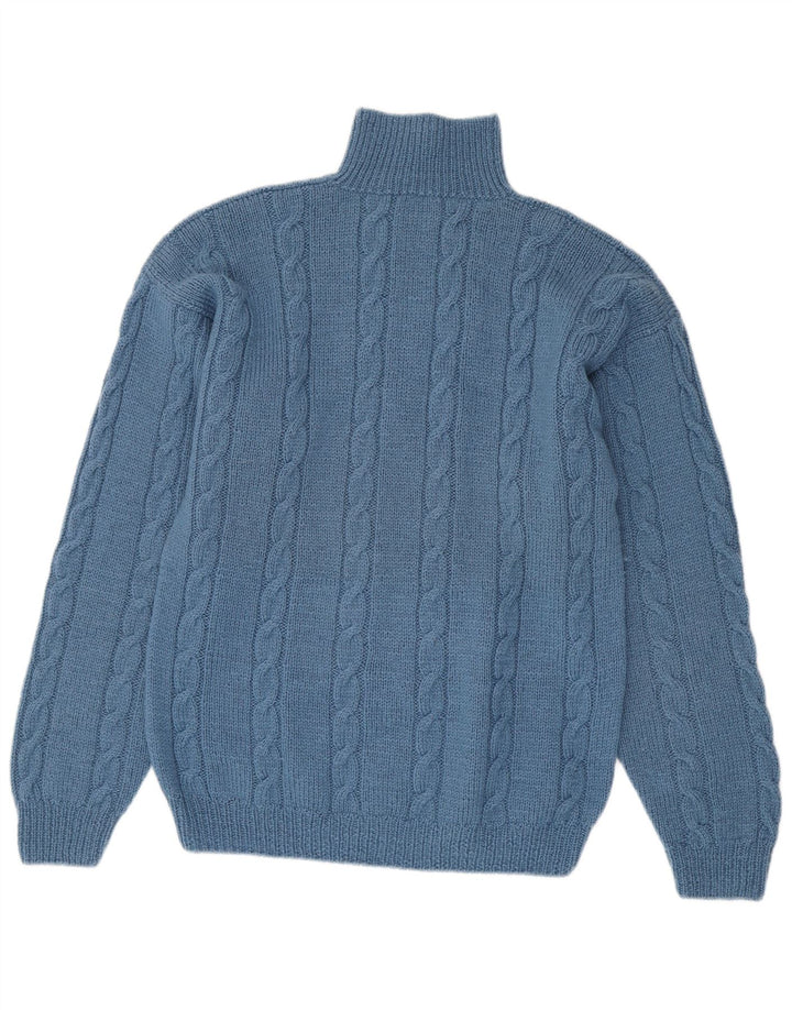 Vintage Mens Turtle Neck Jumper Sweater Medium Blue