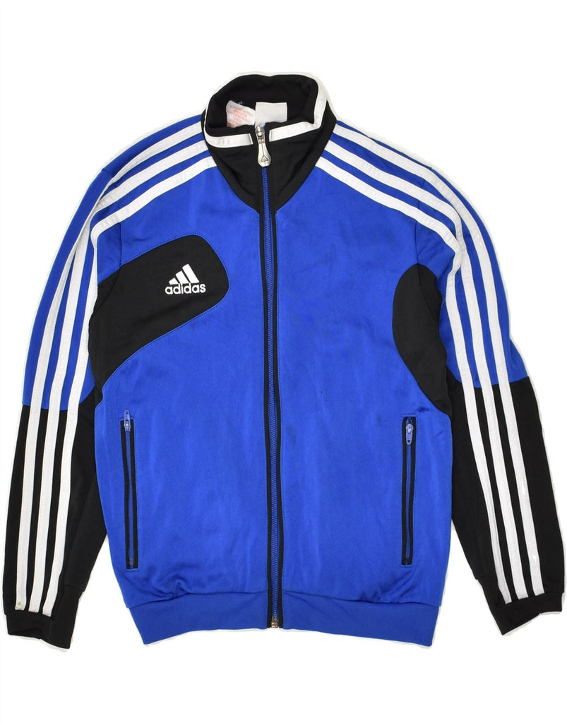 ADIDAS Boys Tracksuit Top Jacket 7-8 Years Blue Colourblock Polyester | Vintage Adidas | Thrift | Second-Hand Adidas | Used Clothing | Messina Hembry 