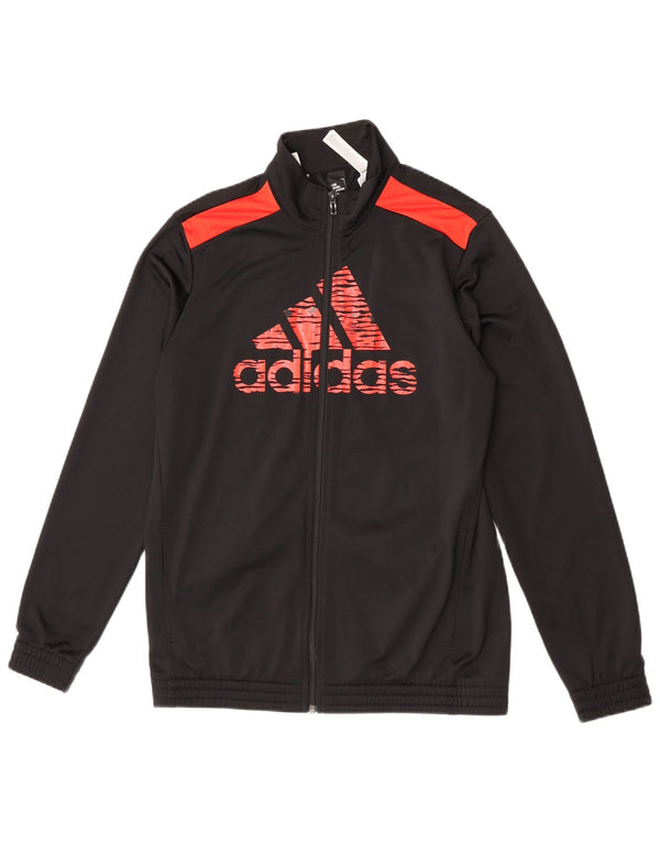 Adidas Girls Graphic Tracksuit Top Jacket 15-16 Years Black Colourblock